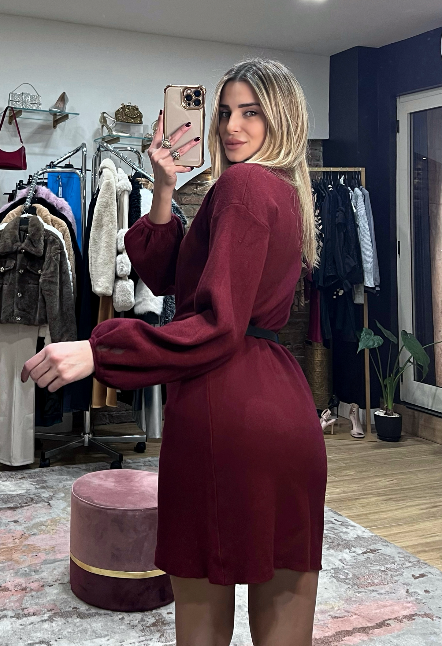 Mini abito Allegra bordeaux