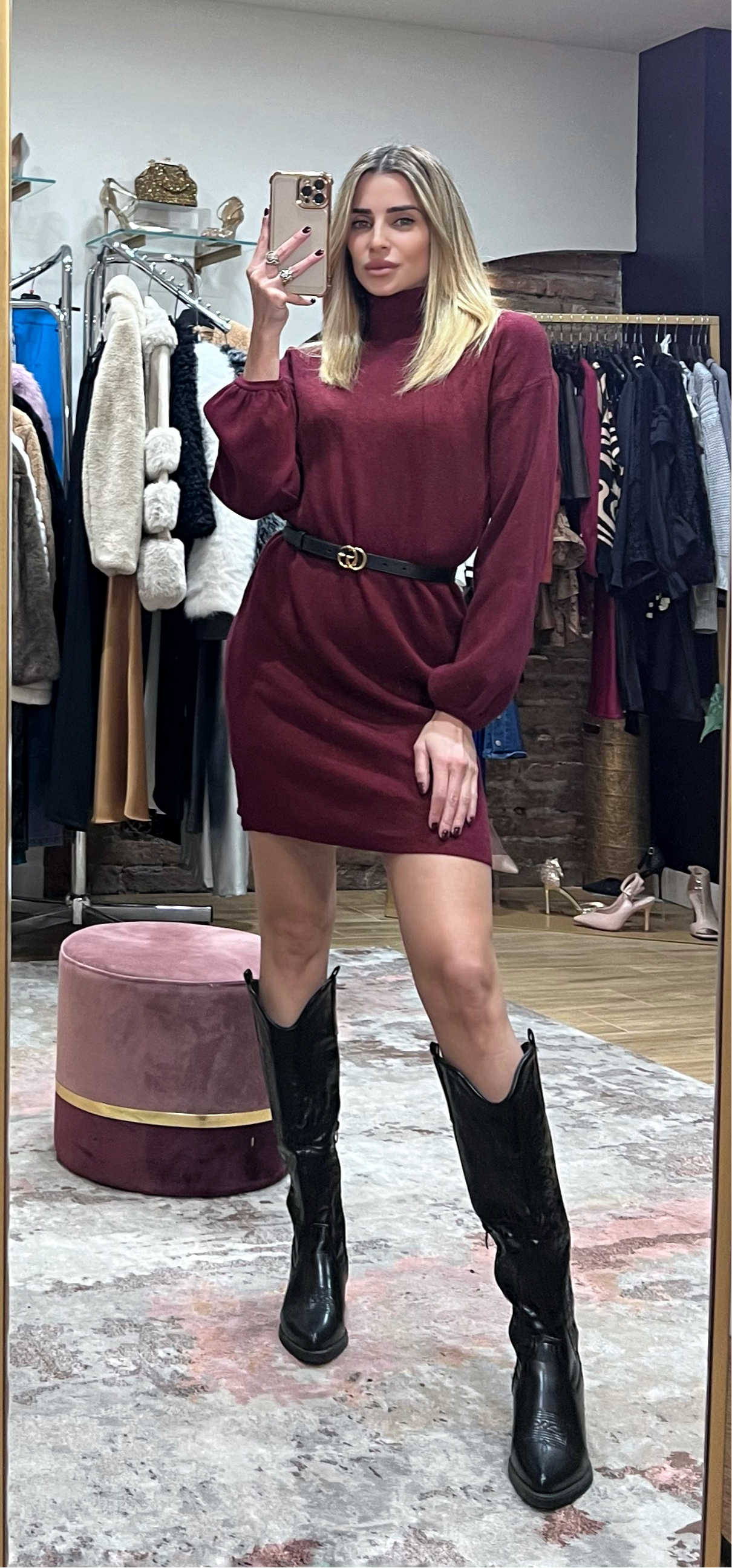Mini abito Allegra bordeaux
