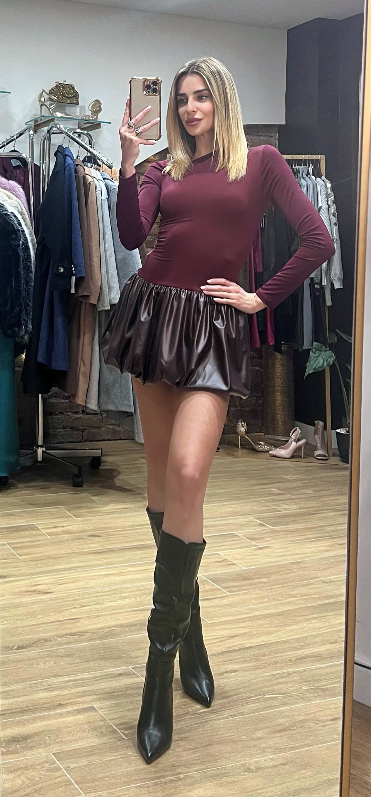 Mini abito Camilla bordeaux