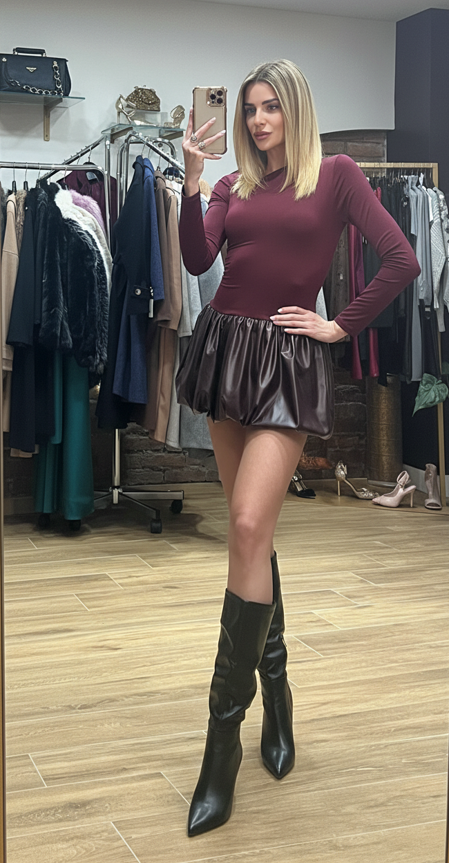 Mini abito Camilla bordeaux