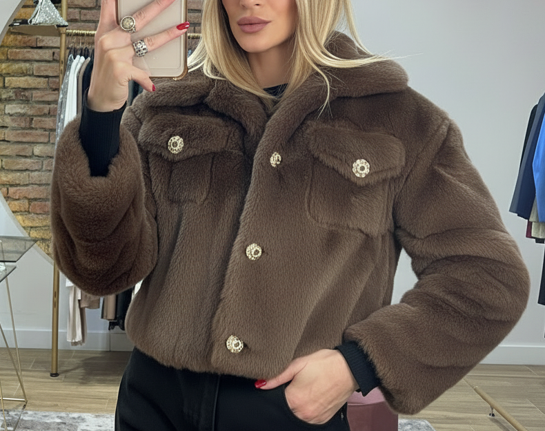 Giacca Ecopelliccia Elisabetta Taupe
