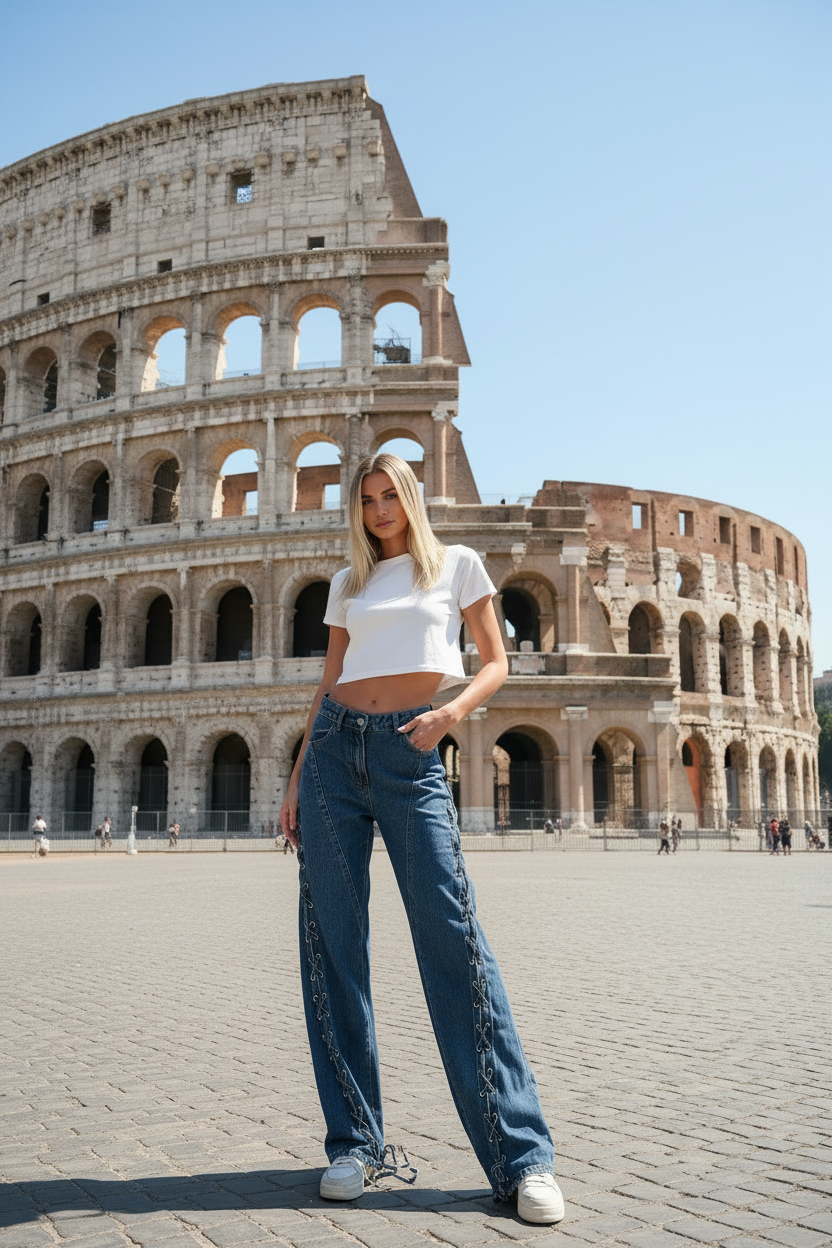Jeans Baggy blu medio