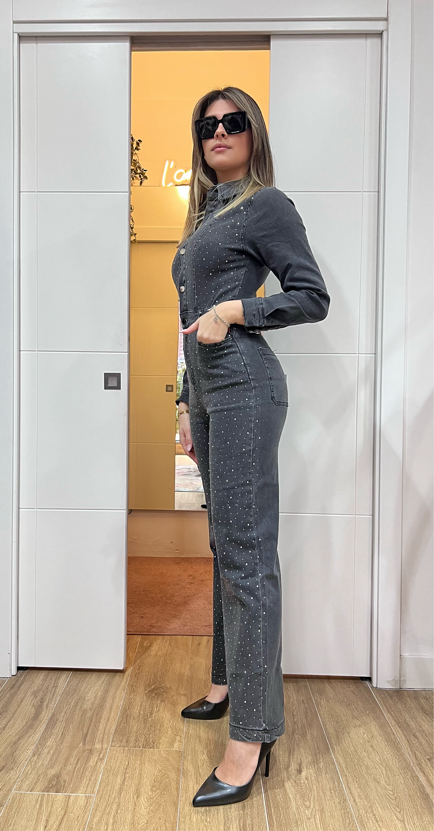 Jumpsuit Jeans nera Rosy