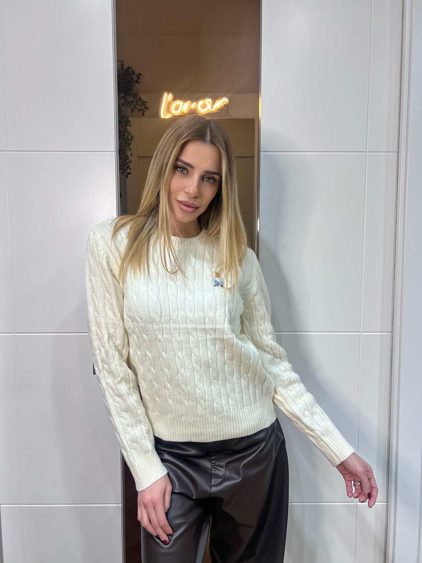 Pullover Clabe Knit "Teddy" in panna