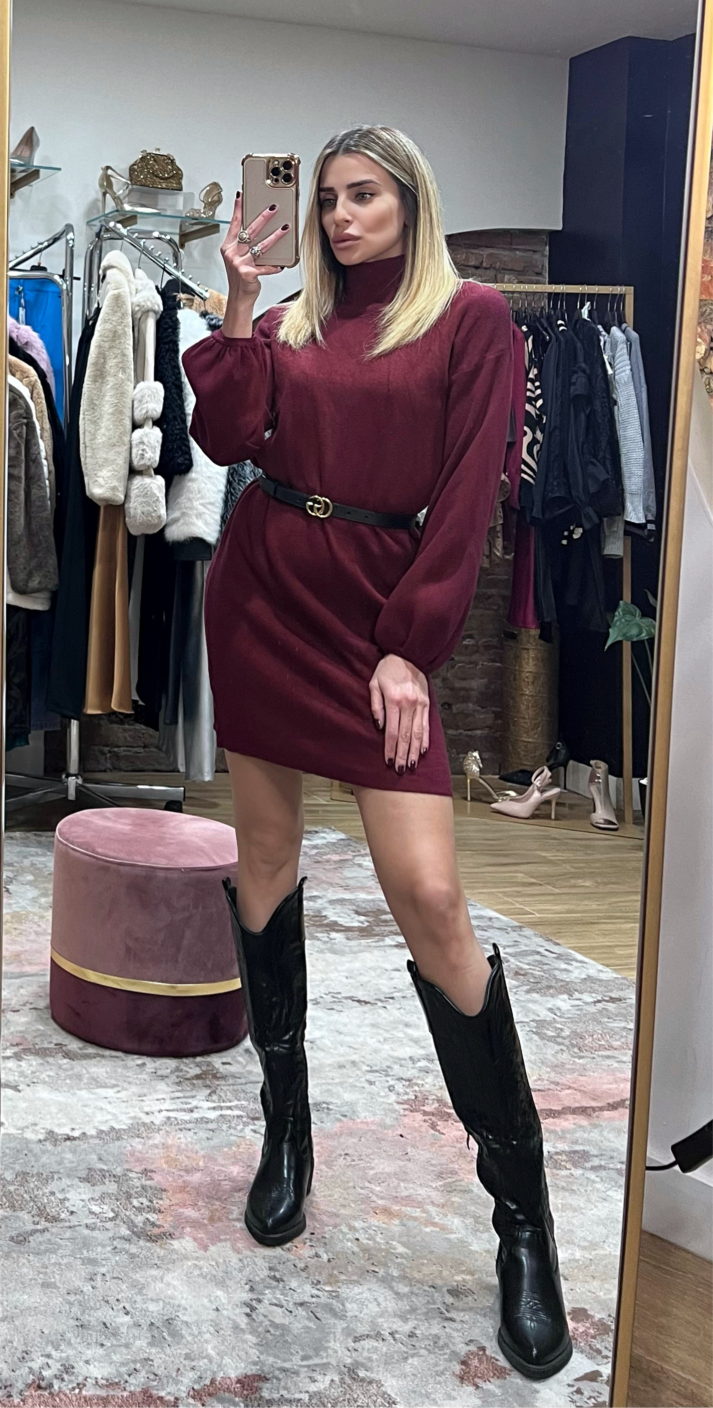 Mini abito Allegra bordeaux