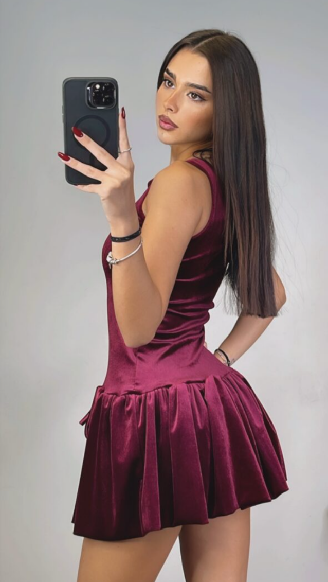 Mini abito Romantico bordeaux