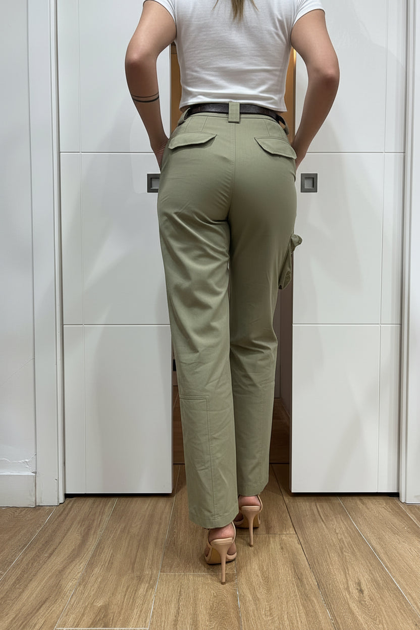 Pantalone Cargo in Cotone - verde salvia