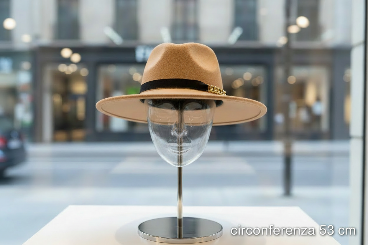 Cappello Fedra in Panno con Dettaglio Catena