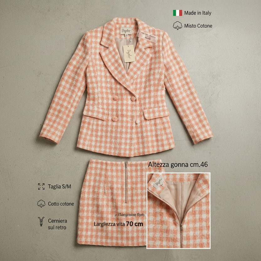 Tailleur Tweed Corallo-Beige