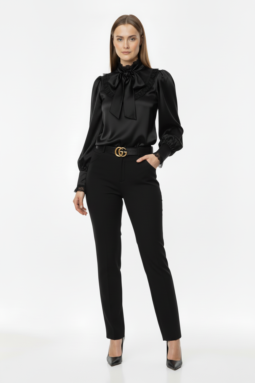 Pantalone City a gamba dritta - nero