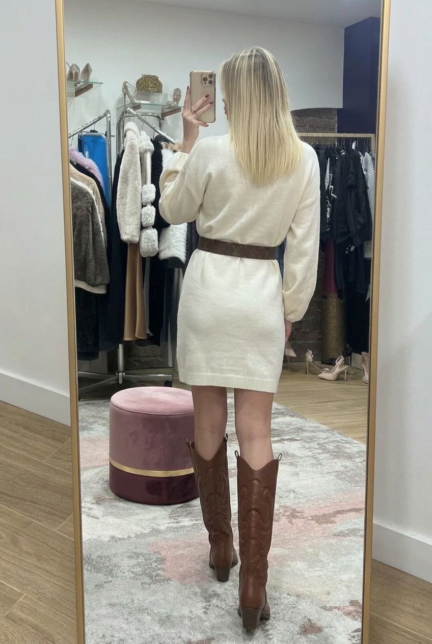 Abito in Maglia 'Allegra" Bianco Panna