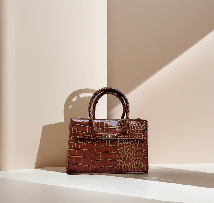 Mini Borsa Brea Marrone- Effetto Cocco Lucido