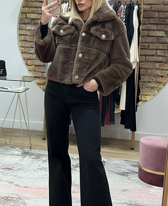 Giacca Ecopelliccia Elisabetta Taupe