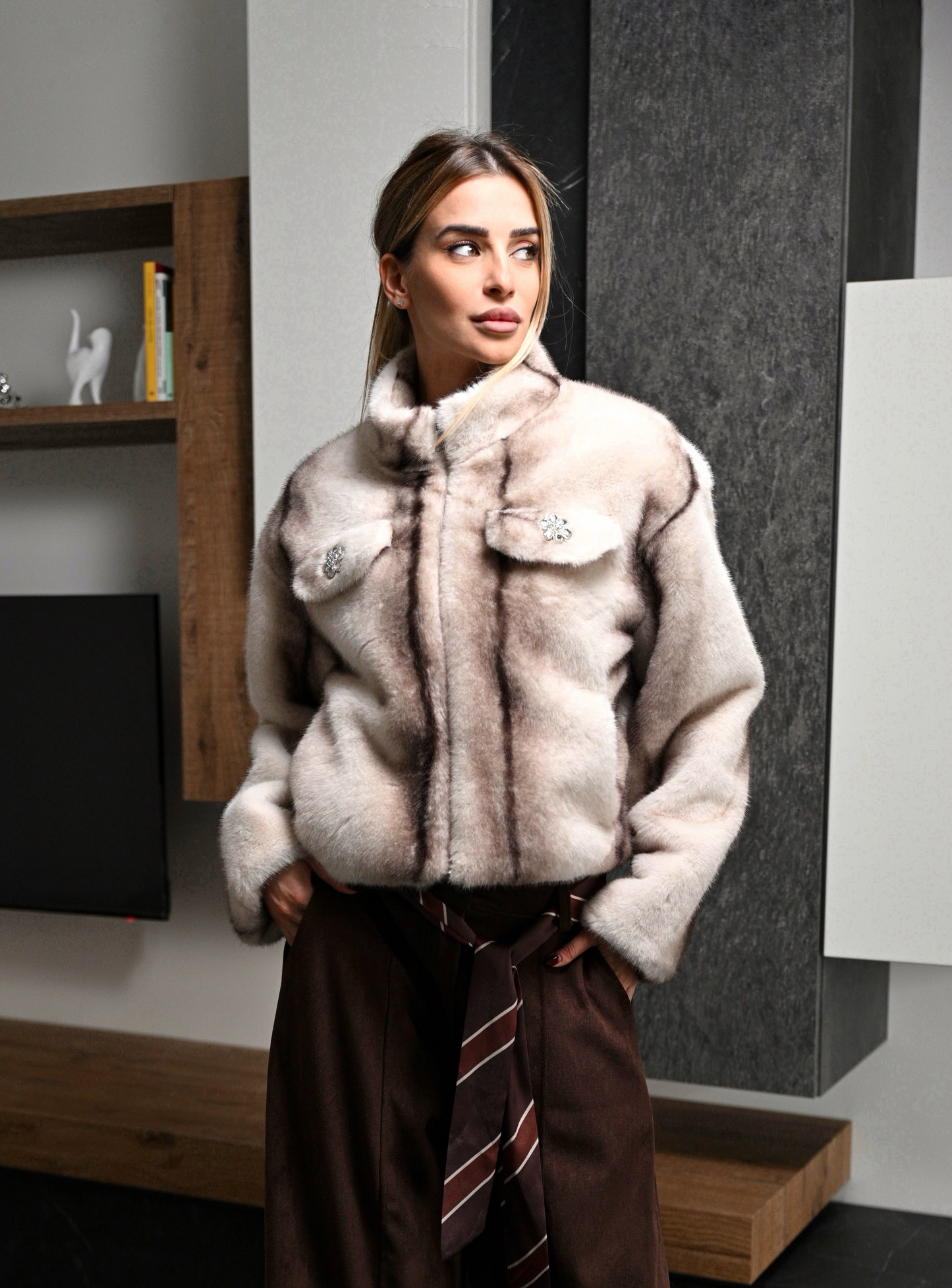 Pelliccia corta ecologica Mod. Visone