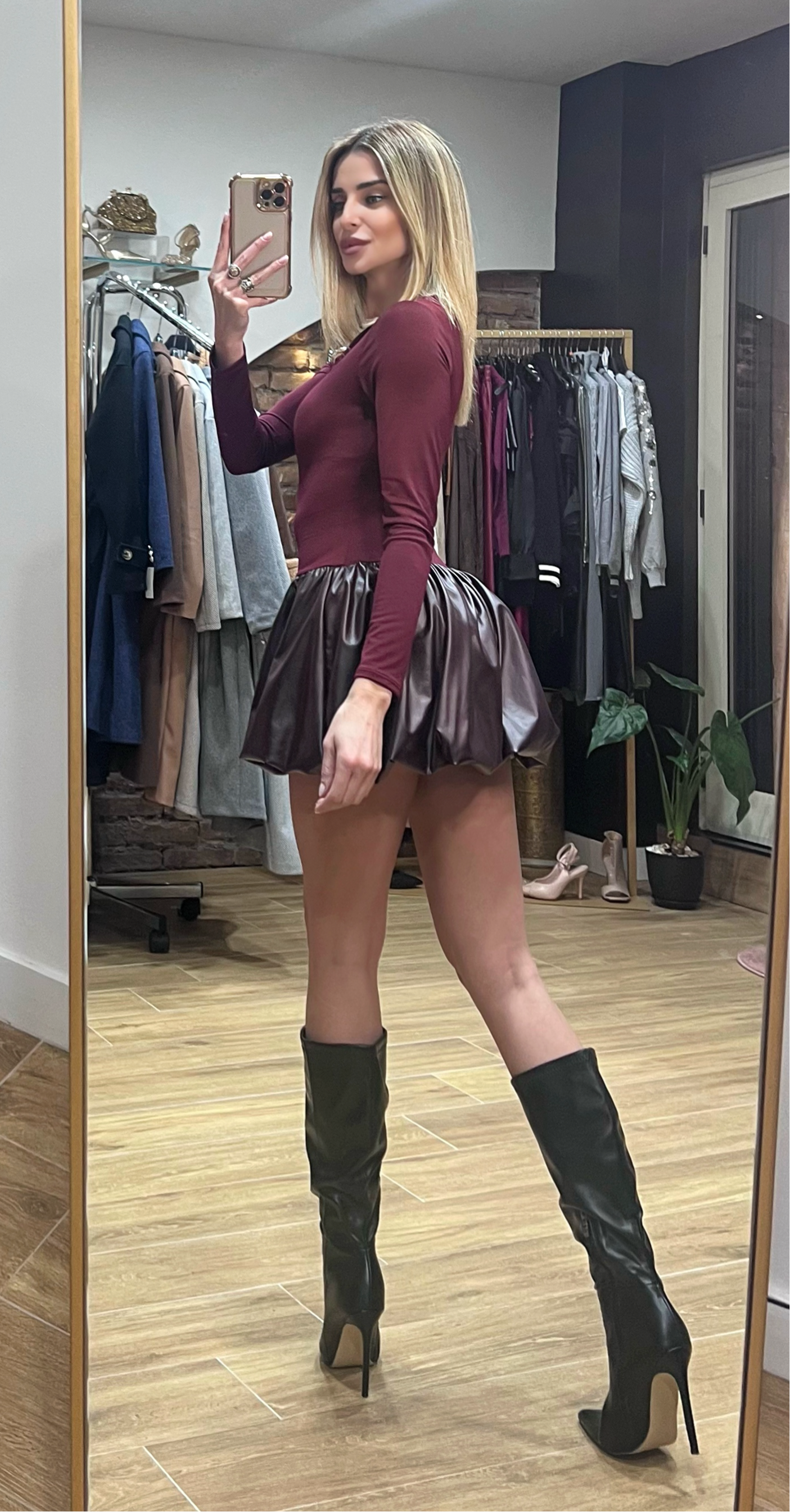 Mini abito Camilla bordeaux