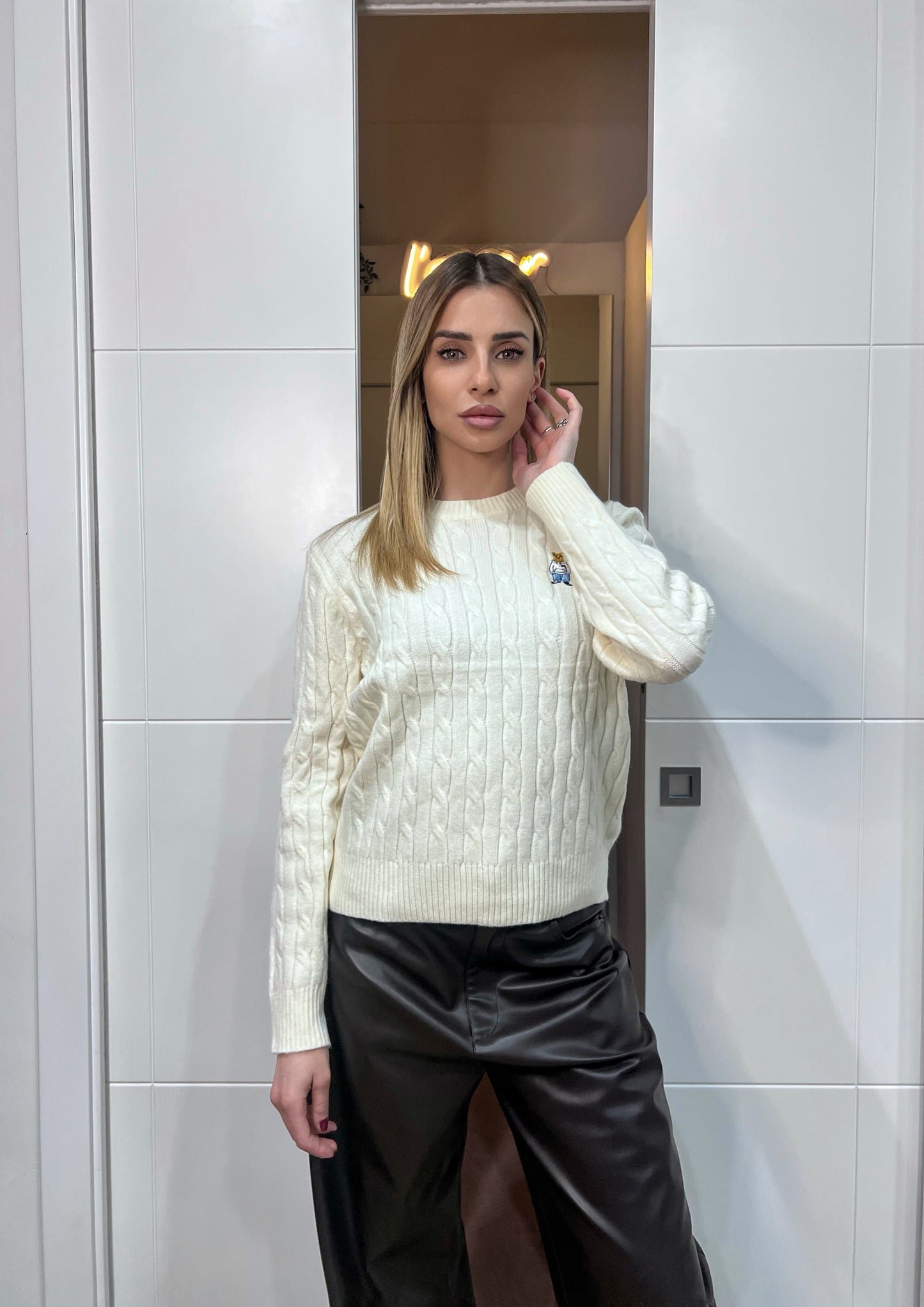 Pullover Clabe Knit "Teddy" in panna