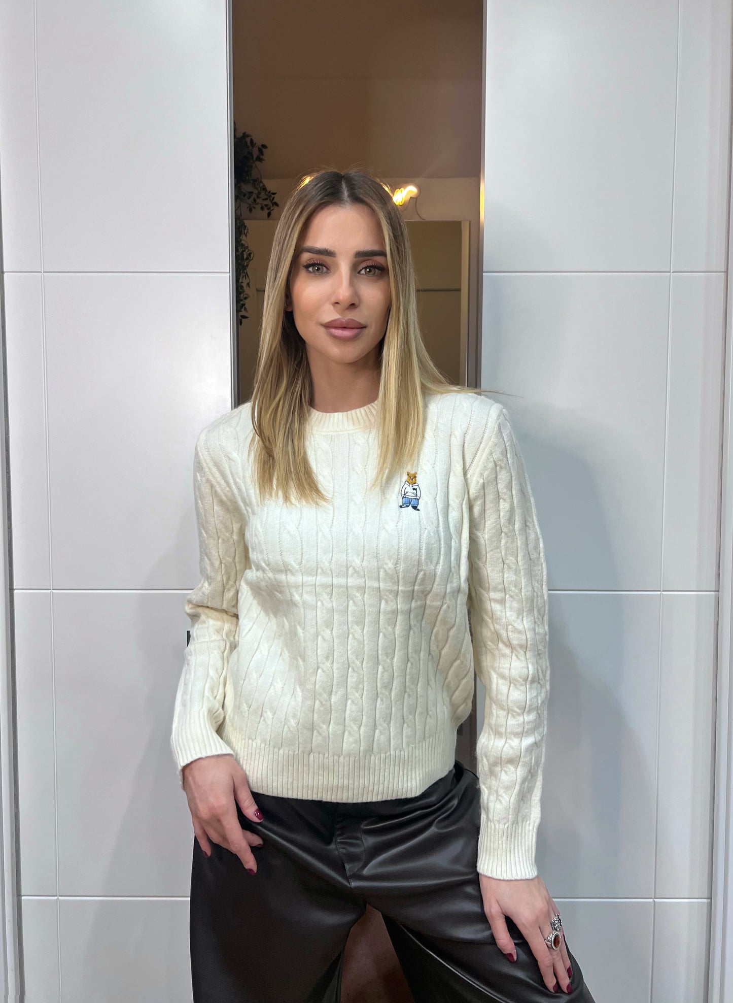 Pullover Clabe Knit "Teddy" in panna