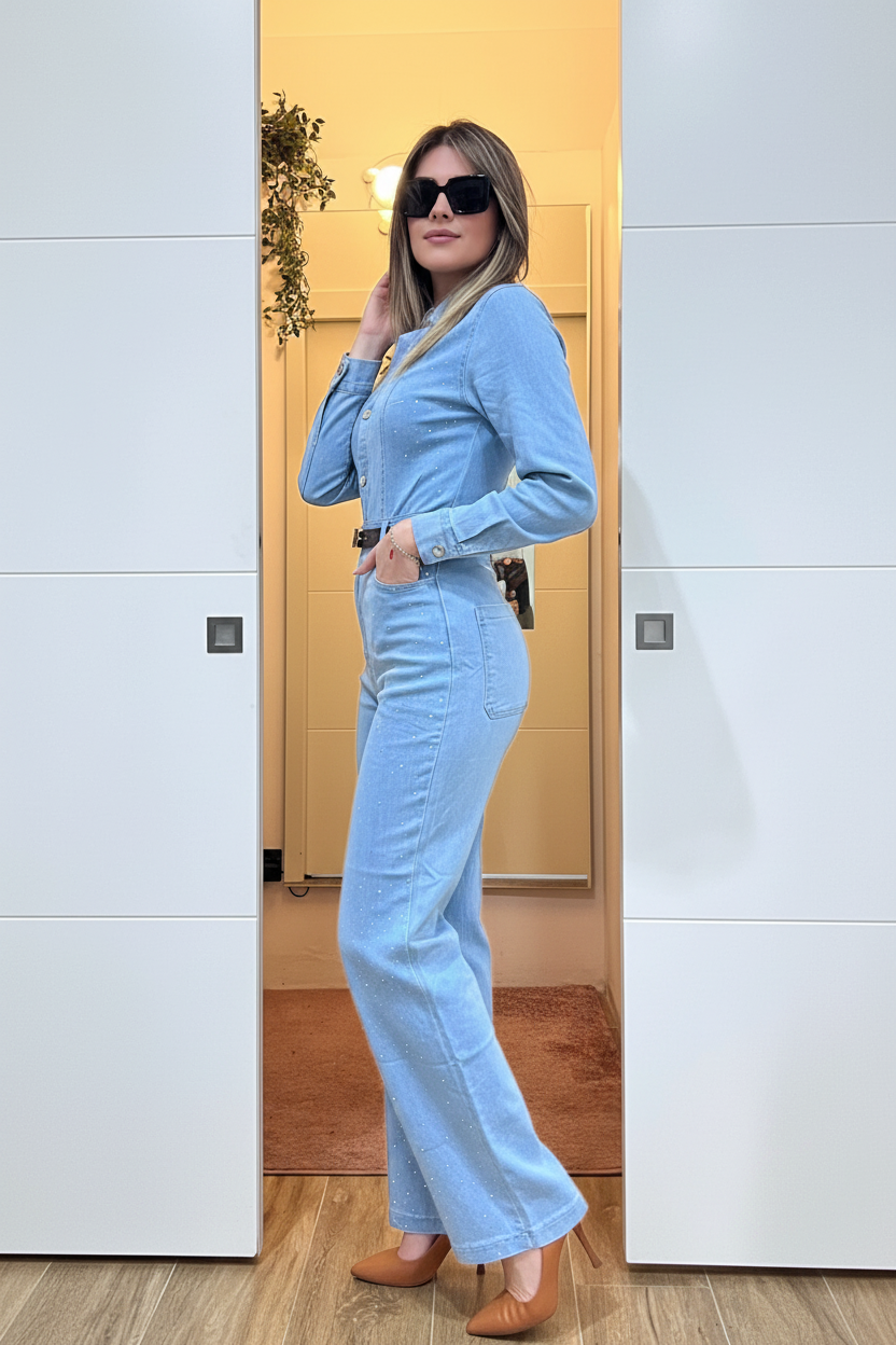 Jumpsuit  Denim Glam: Sparkle & Comfort