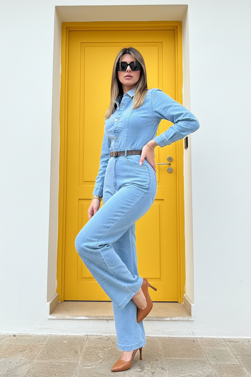 Jumpsuit  Denim Glam: Sparkle & Comfort