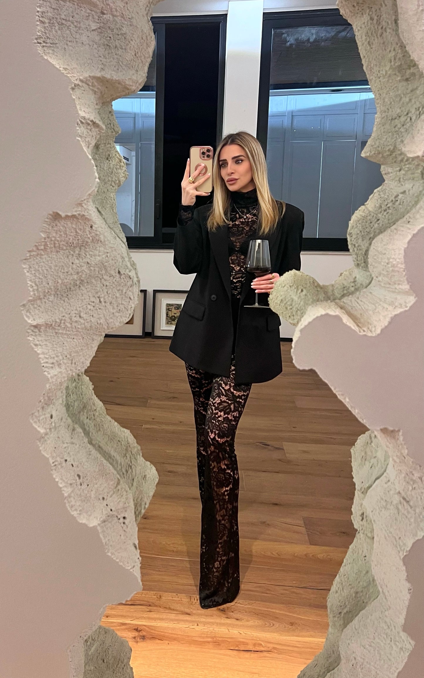 Coordinato in pizzo nero