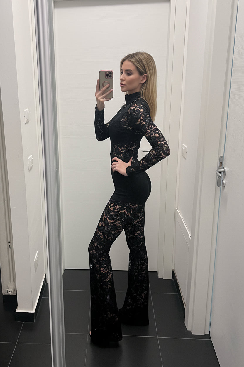 Coordinato in pizzo nero