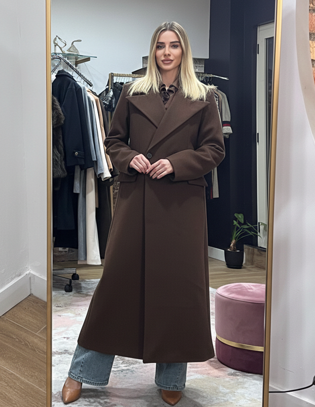 Cappotto Lungo Oversize Alba cioccolato