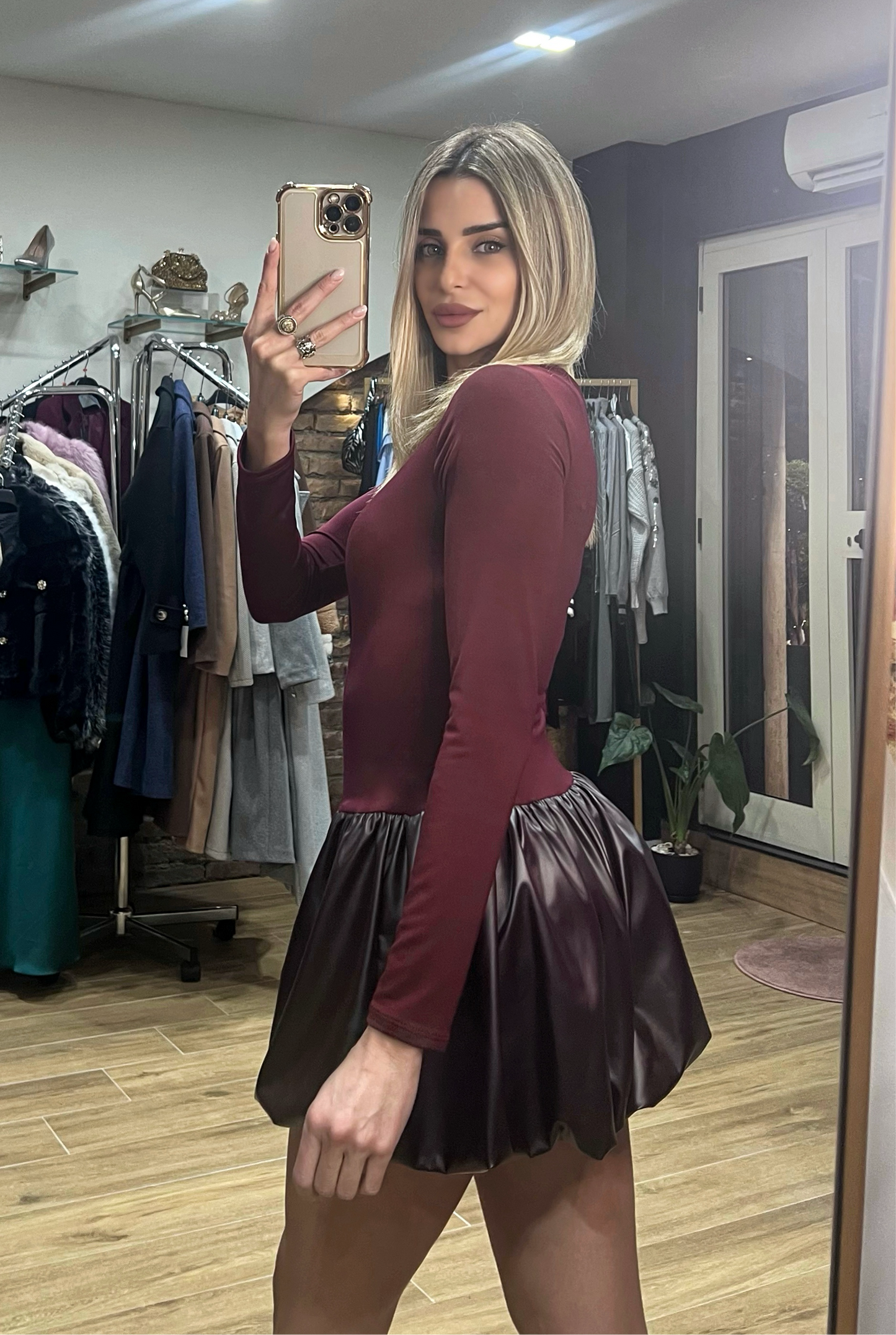 Mini abito Camilla bordeaux