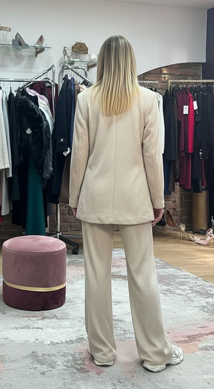 Tailleur Chloé in velluto a coste panna