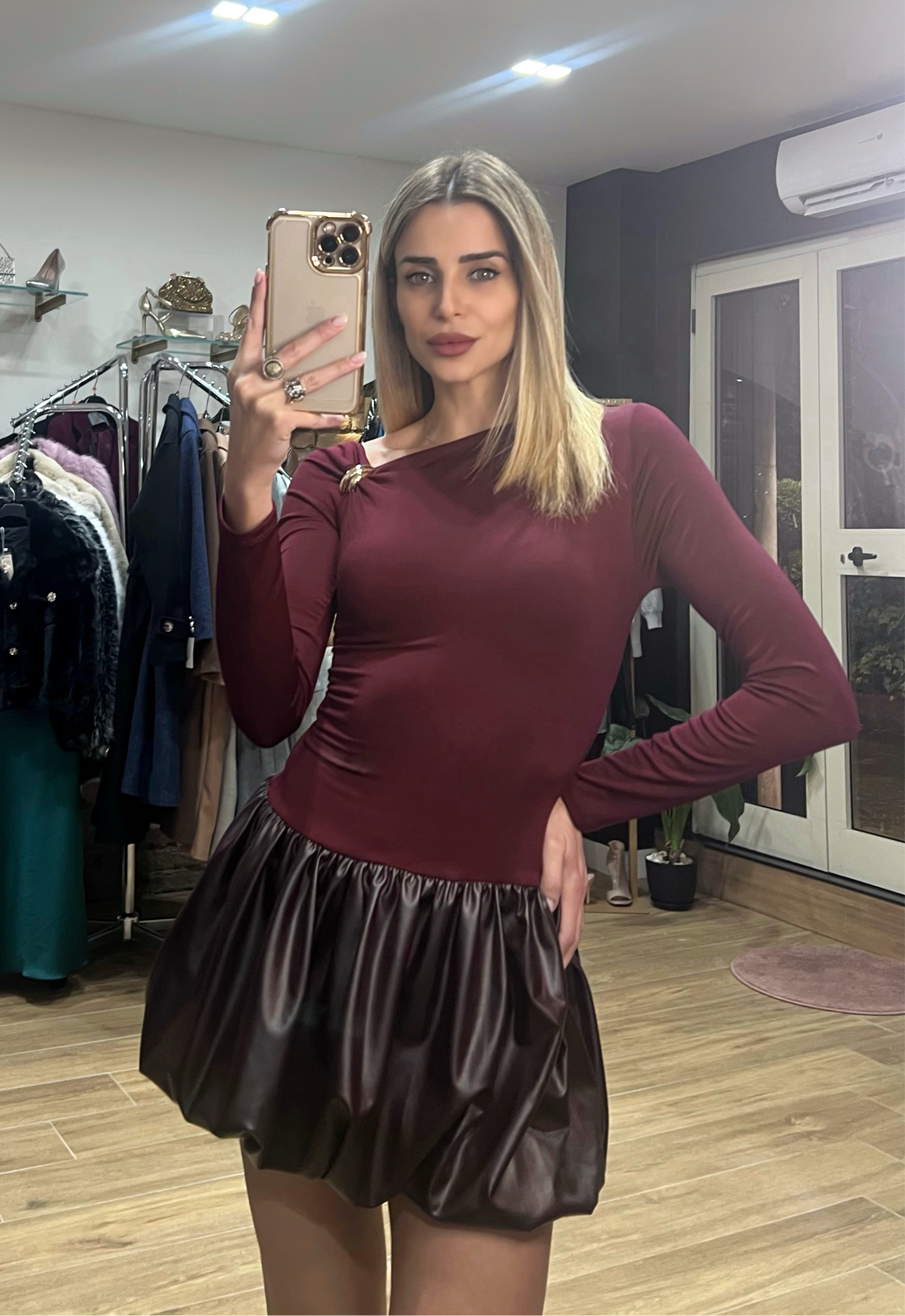 Mini abito Camilla bordeaux