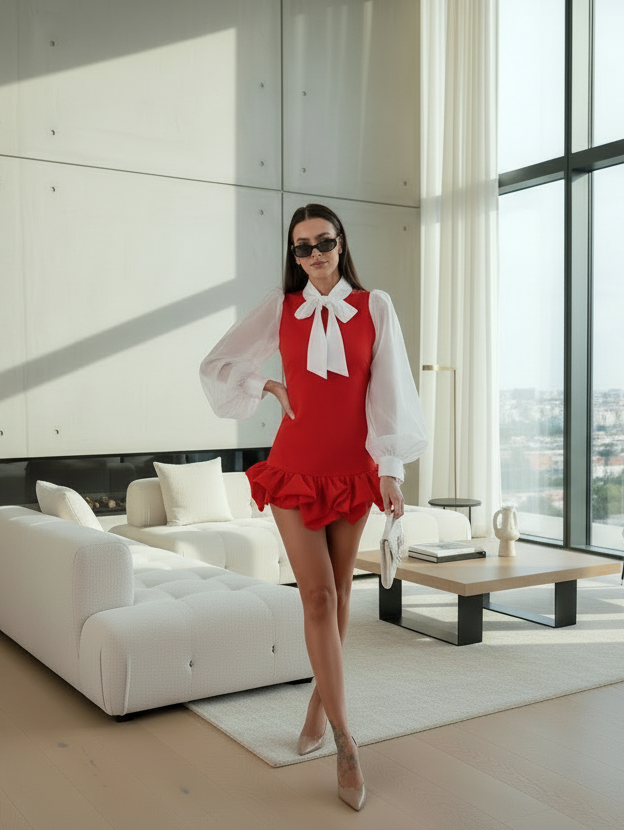 Mini abito Gatsby rosso