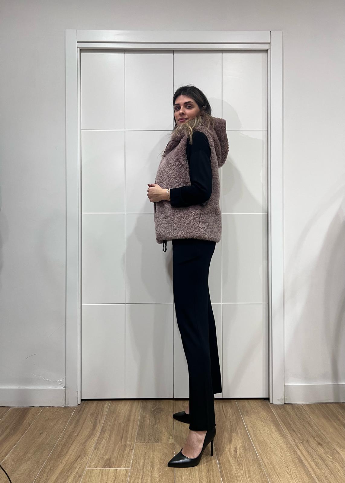 Gilet ecopelliccia rosa cipria