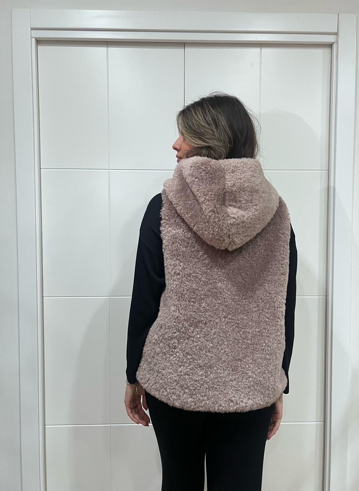Gilet ecopelliccia rosa cipria