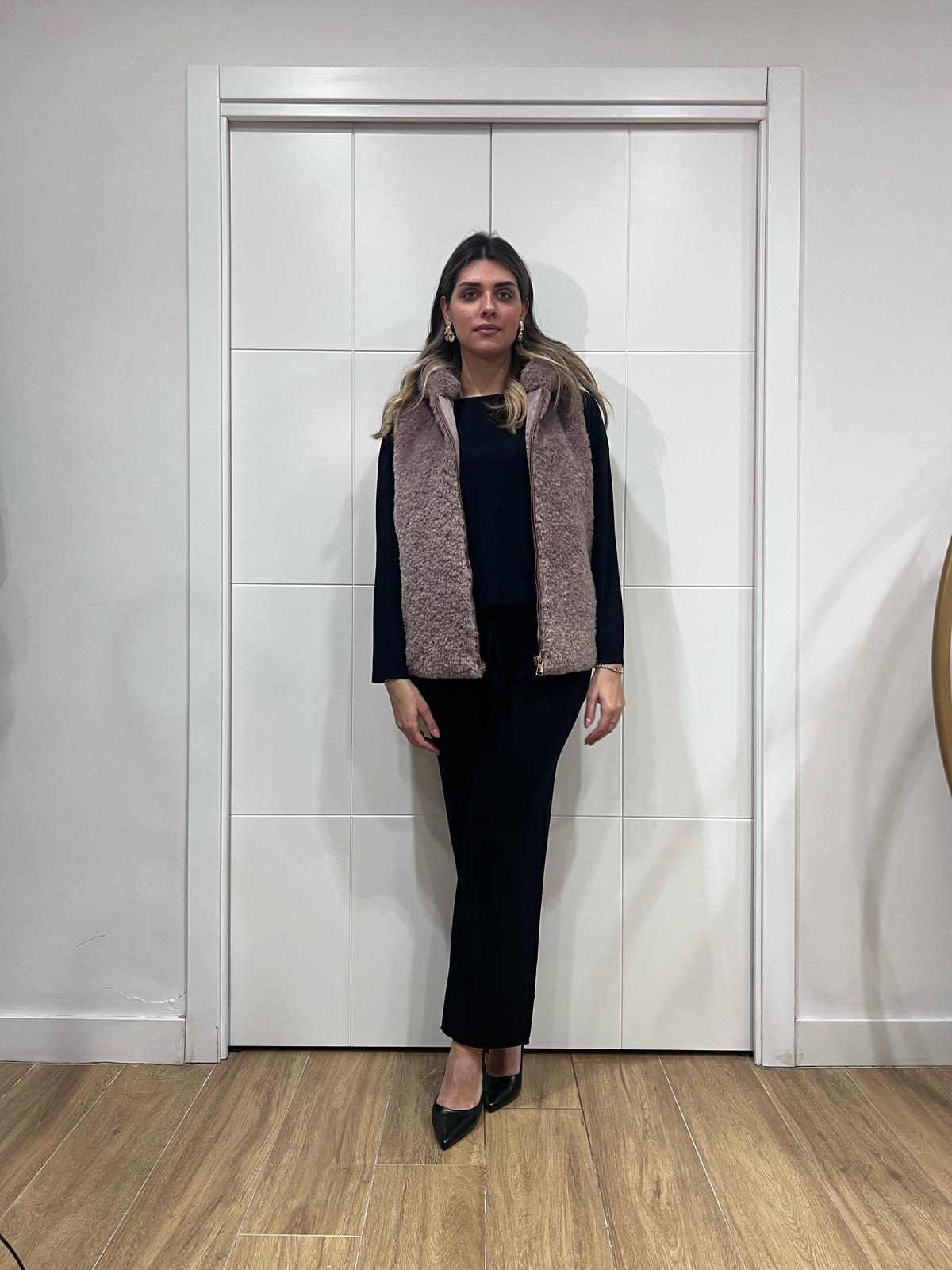 Gilet ecopelliccia rosa cipria