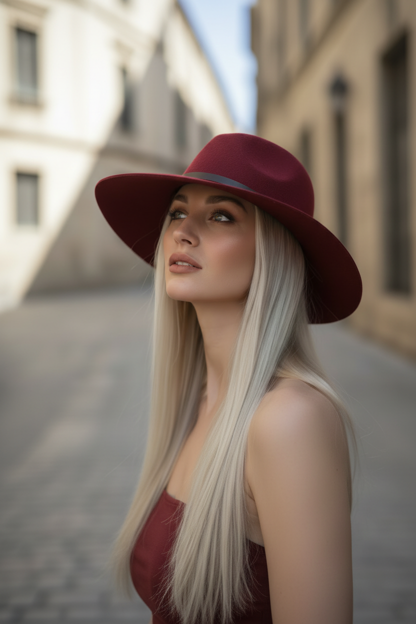 Cappello di panno bordeaux