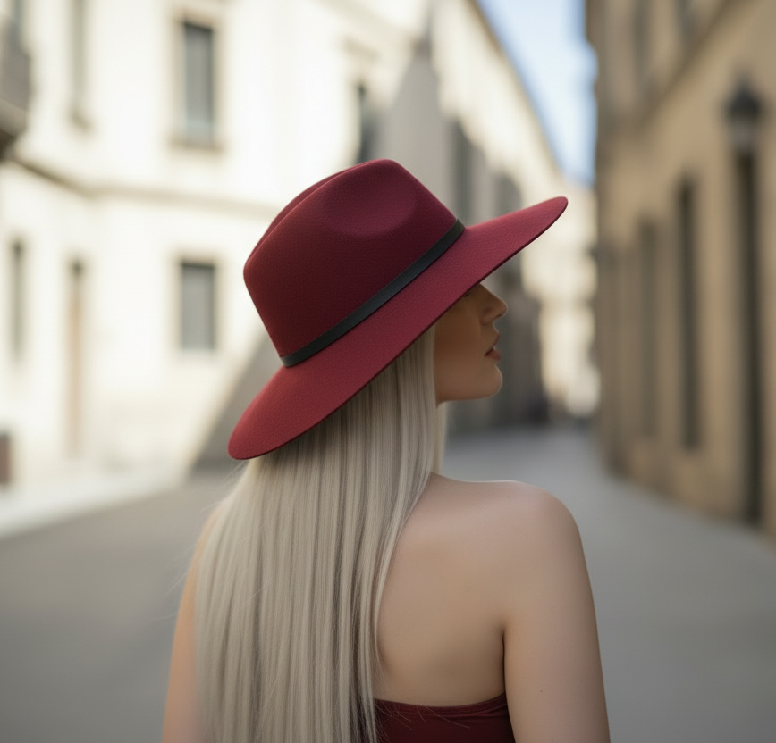 Cappello di panno bordeaux