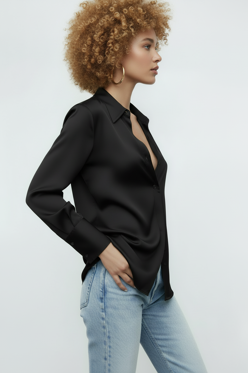 Camicia Lolly in raso nera