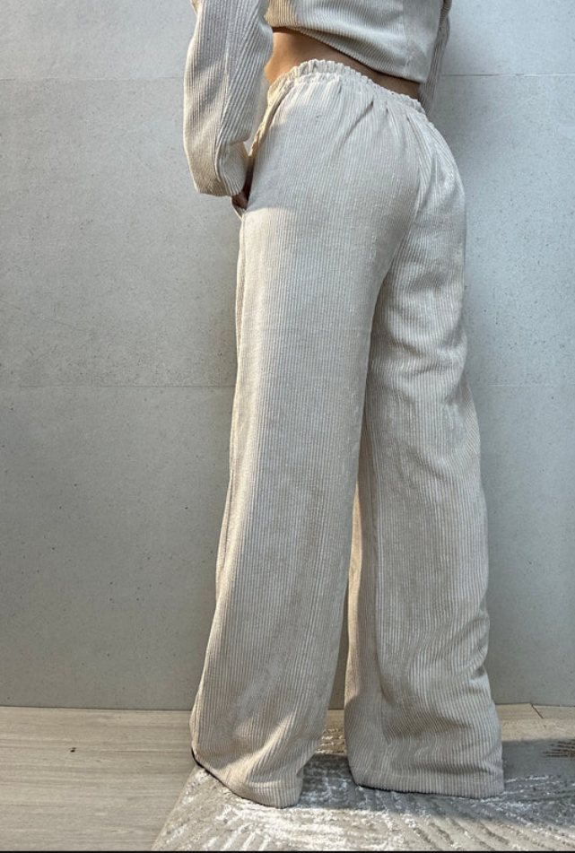 Tailleur Chloé in velluto a coste panna