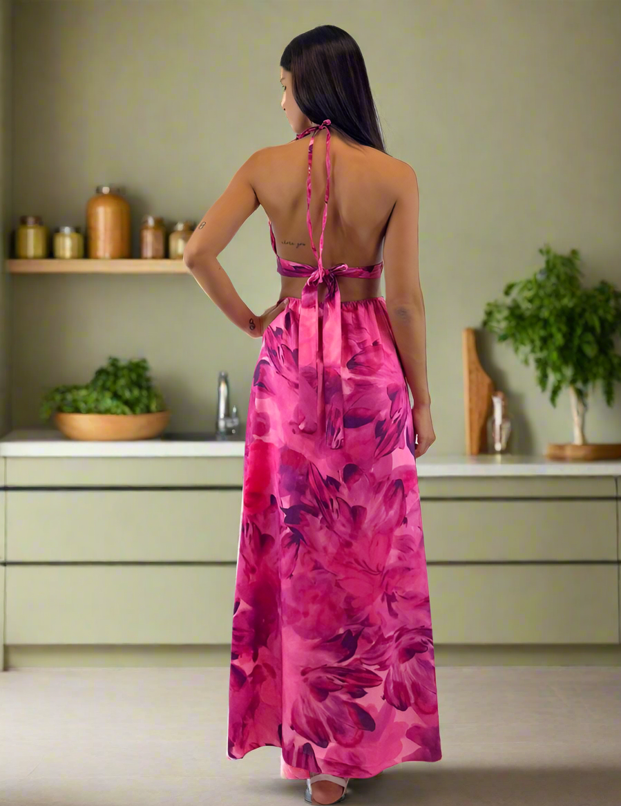 Abito Mahina floreale fucsia