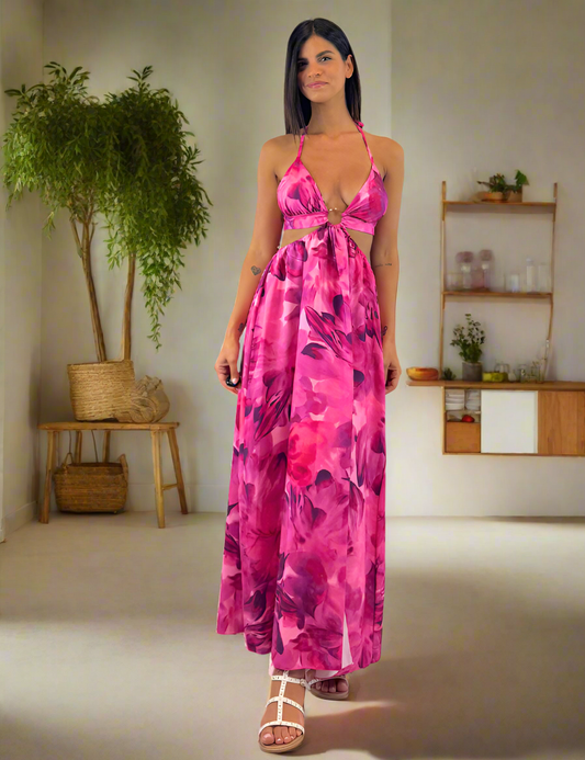 Abito Mahina floreale fucsia