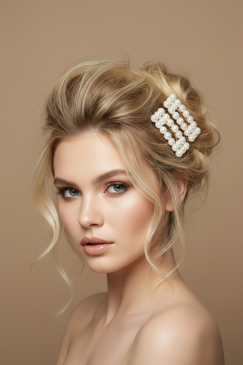 Coppia di Fermagli "Pearl Rectangles"