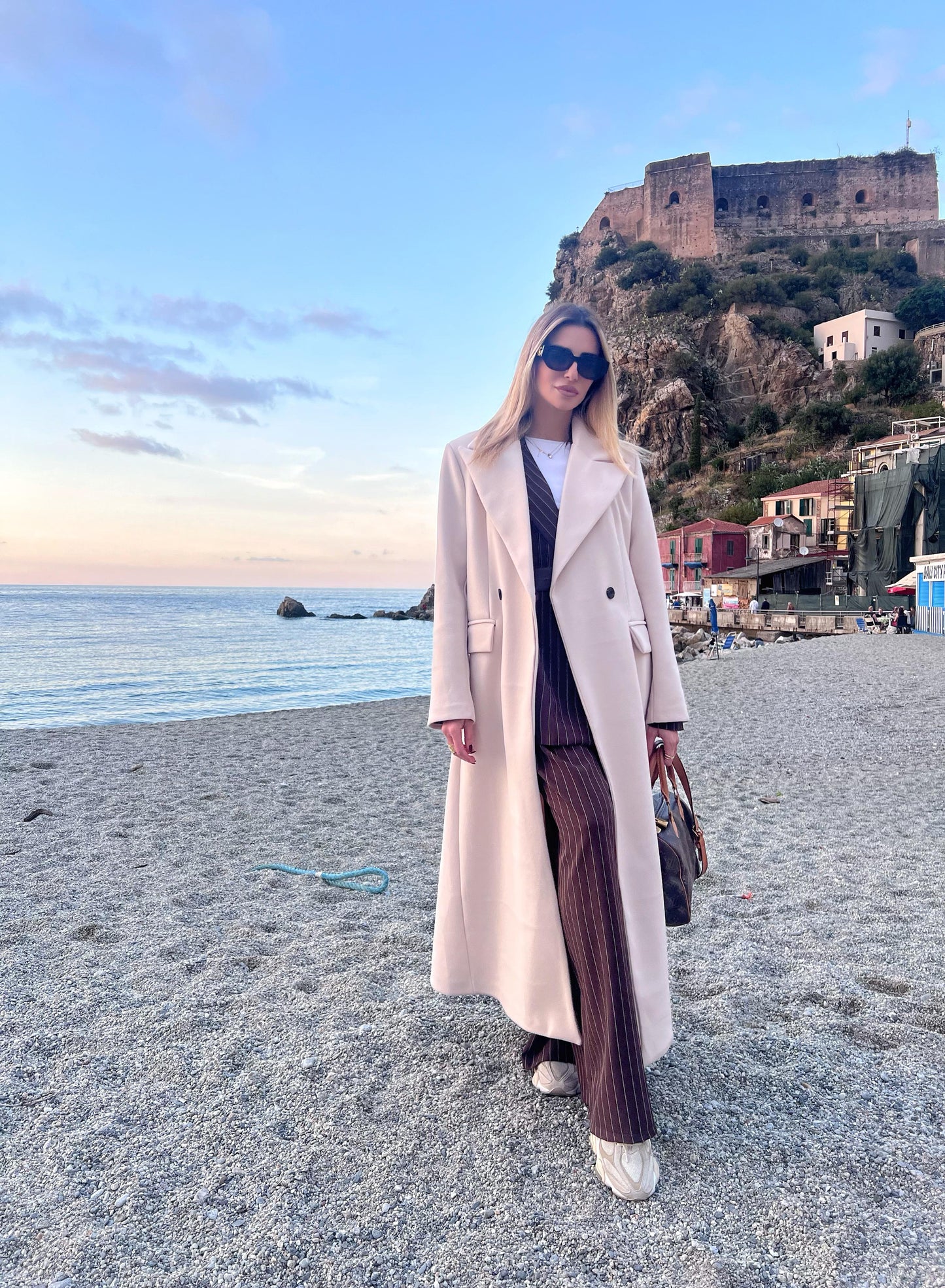 Cappotto Lungo Oversize Alba bianco/burro