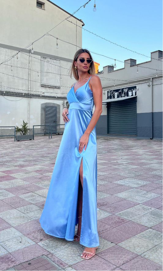 Abito Lungo Venere Colore Azzurro