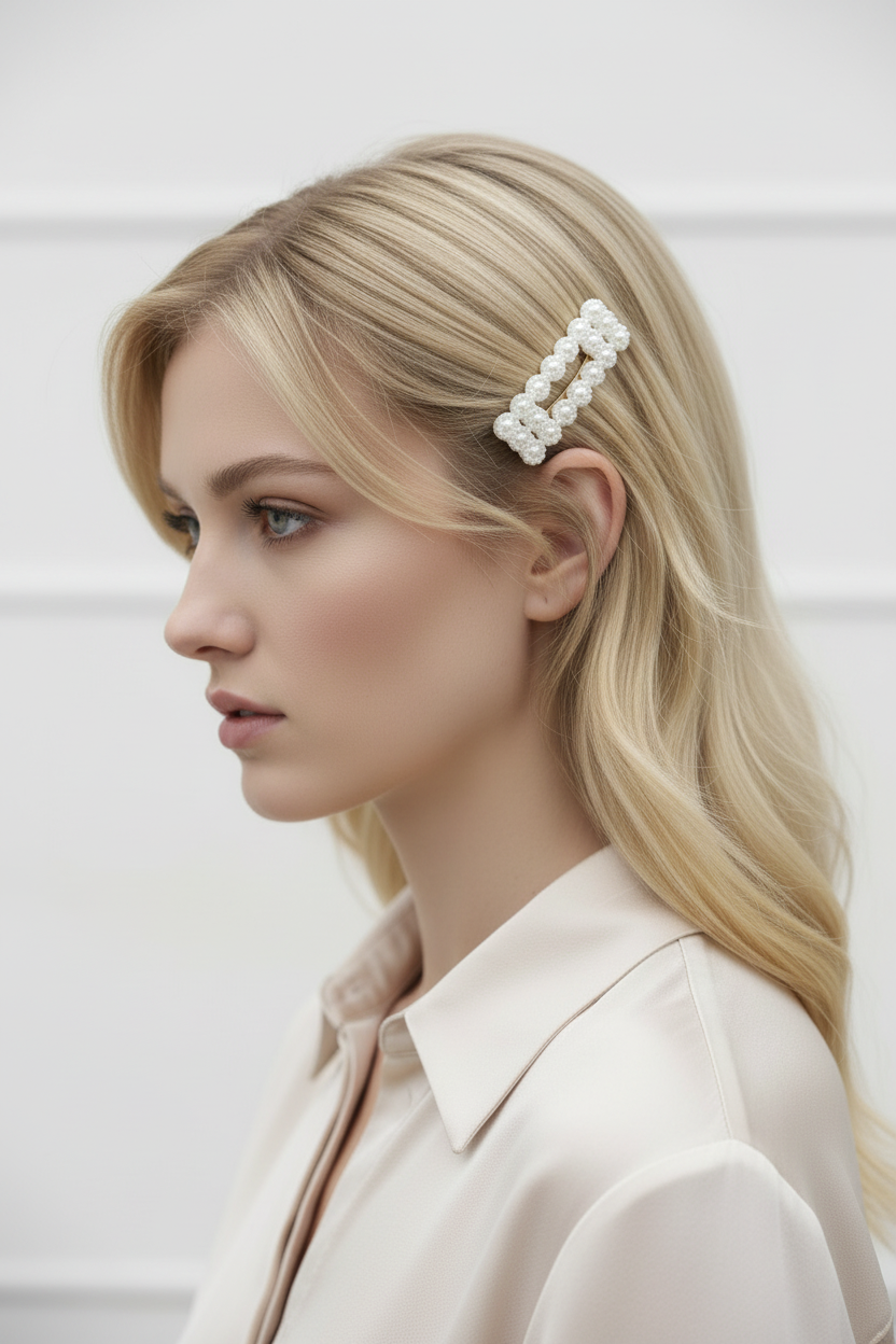 Coppia di Fermagli "Pearl Rectangles"