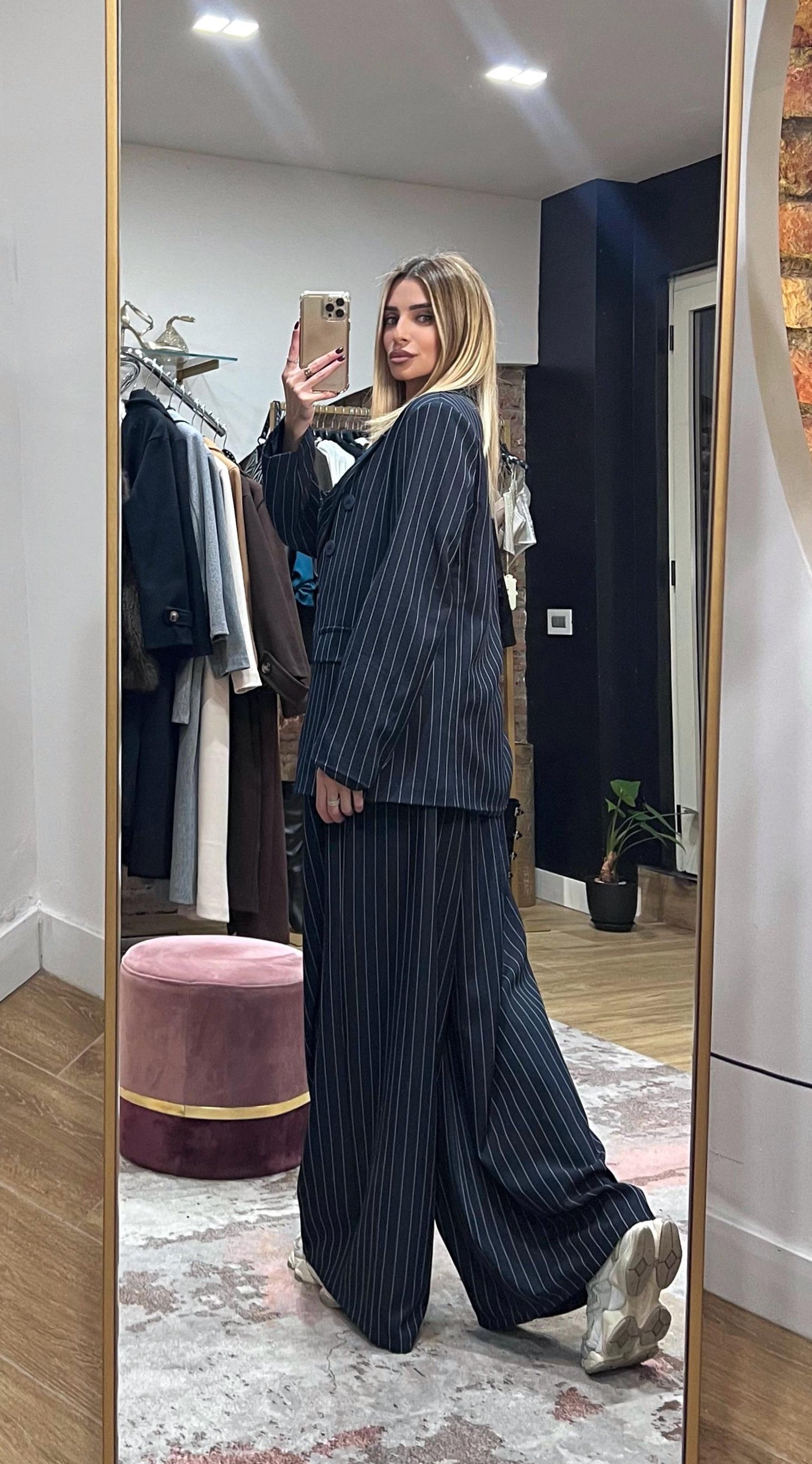 Tailleur Oversize a righe blu