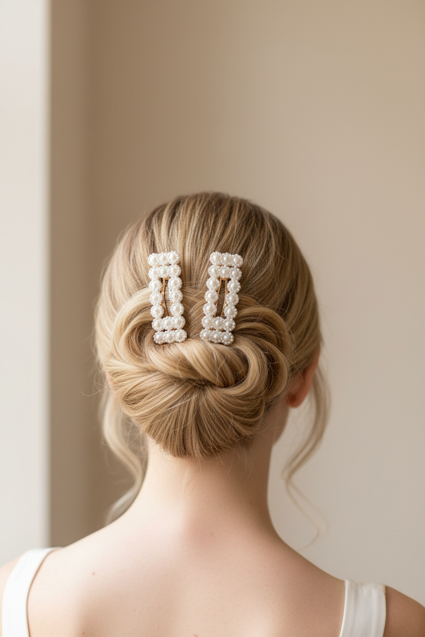 Coppia di Fermagli "Pearl Rectangles"