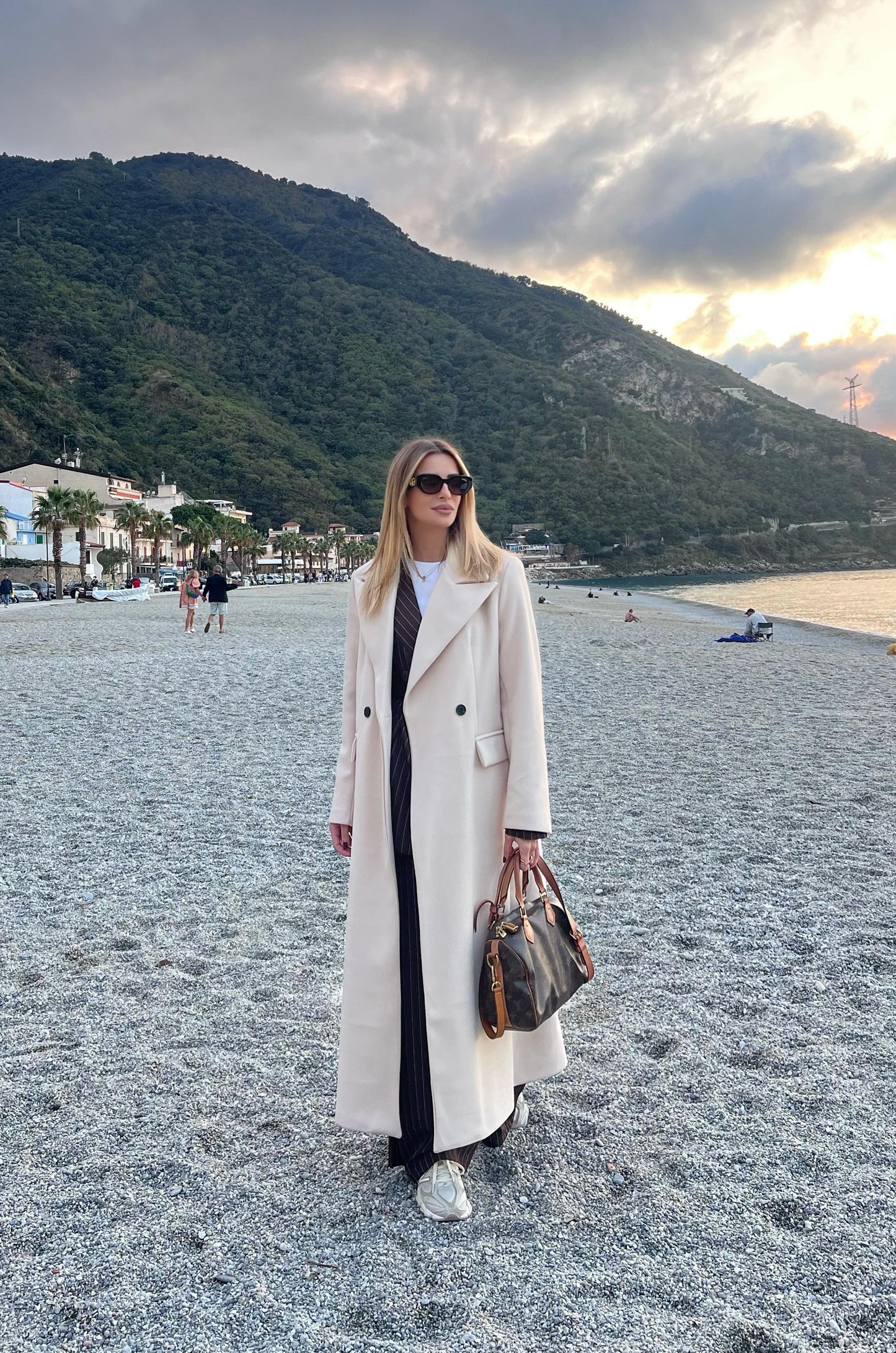 Cappotto Lungo Oversize Alba bianco/burro