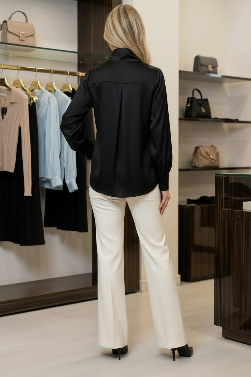 Camicia " Valentina" in Raso Nero
