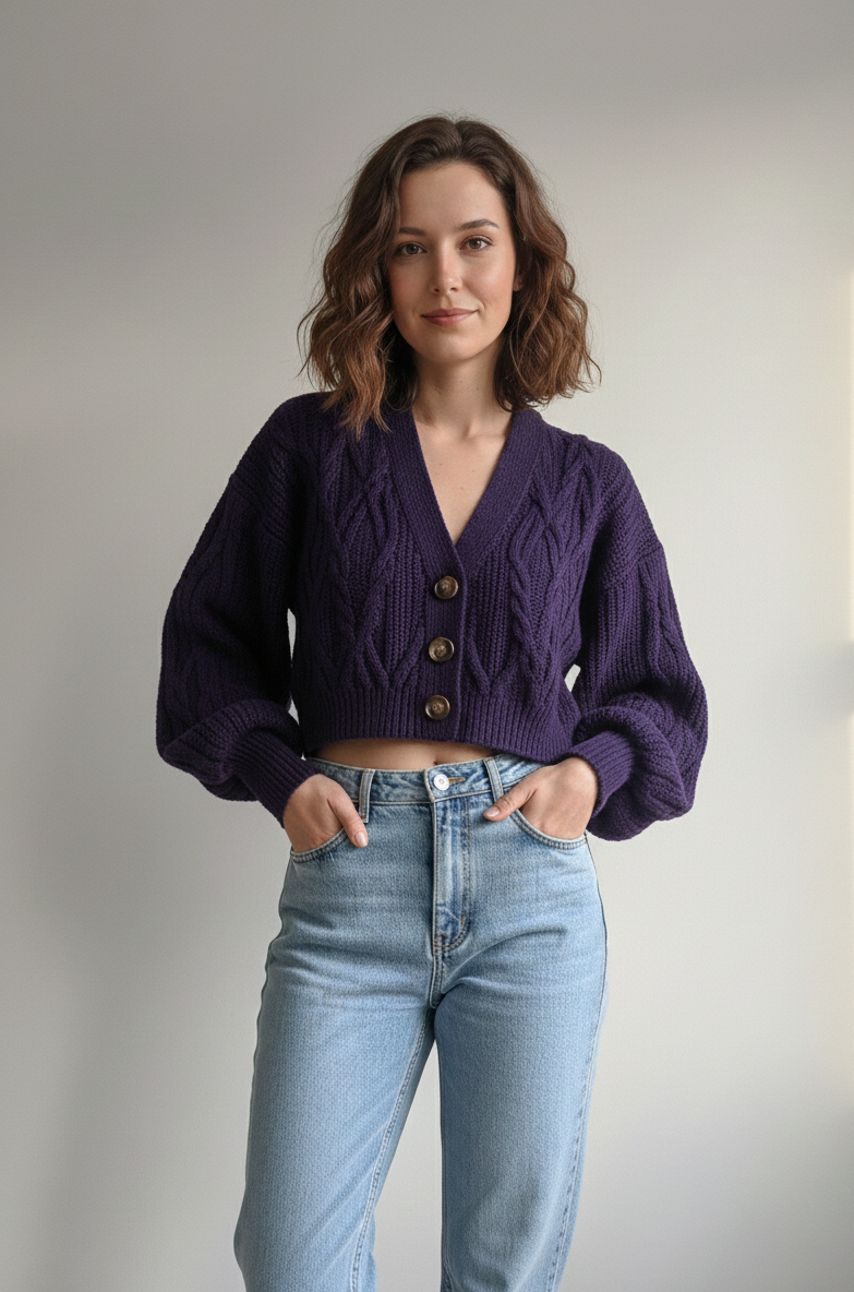 Cardigan Aurora Viola Melanzana