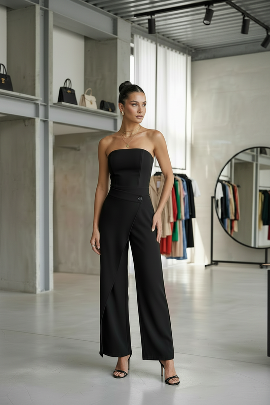 Jumpsuit Elegante a Fascia "Elena" - Nero Intenso
