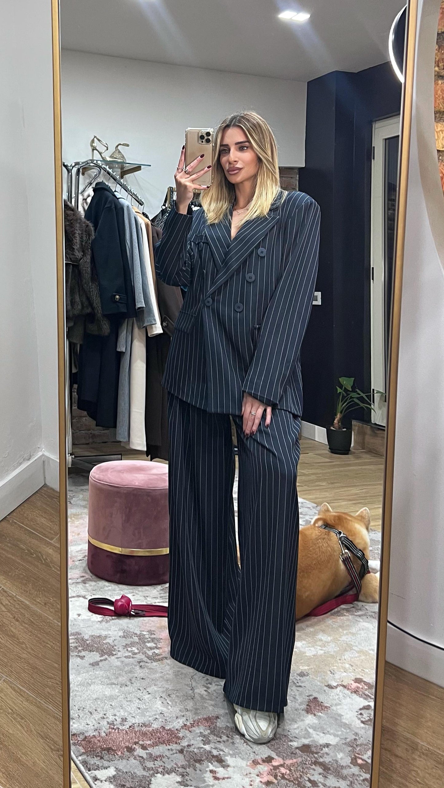 Tailleur Oversize a righe blu